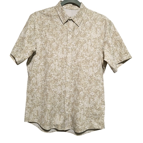 Lululemon Mens Short SleeveButton Up Shirt Abstract Print Live inPractice SizeM‎ - Picture 2 of 8